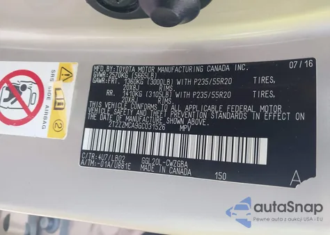 2016 Lexus Rx 350 from USA, damaged, VIN 2T2ZZMCA9GC031526